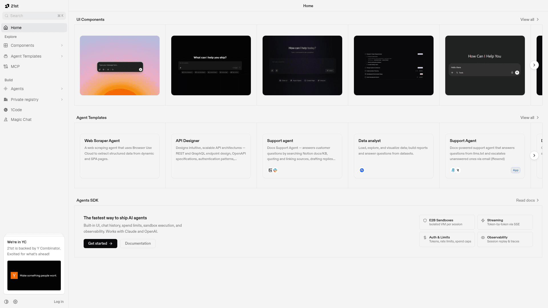 21st.dev landing page