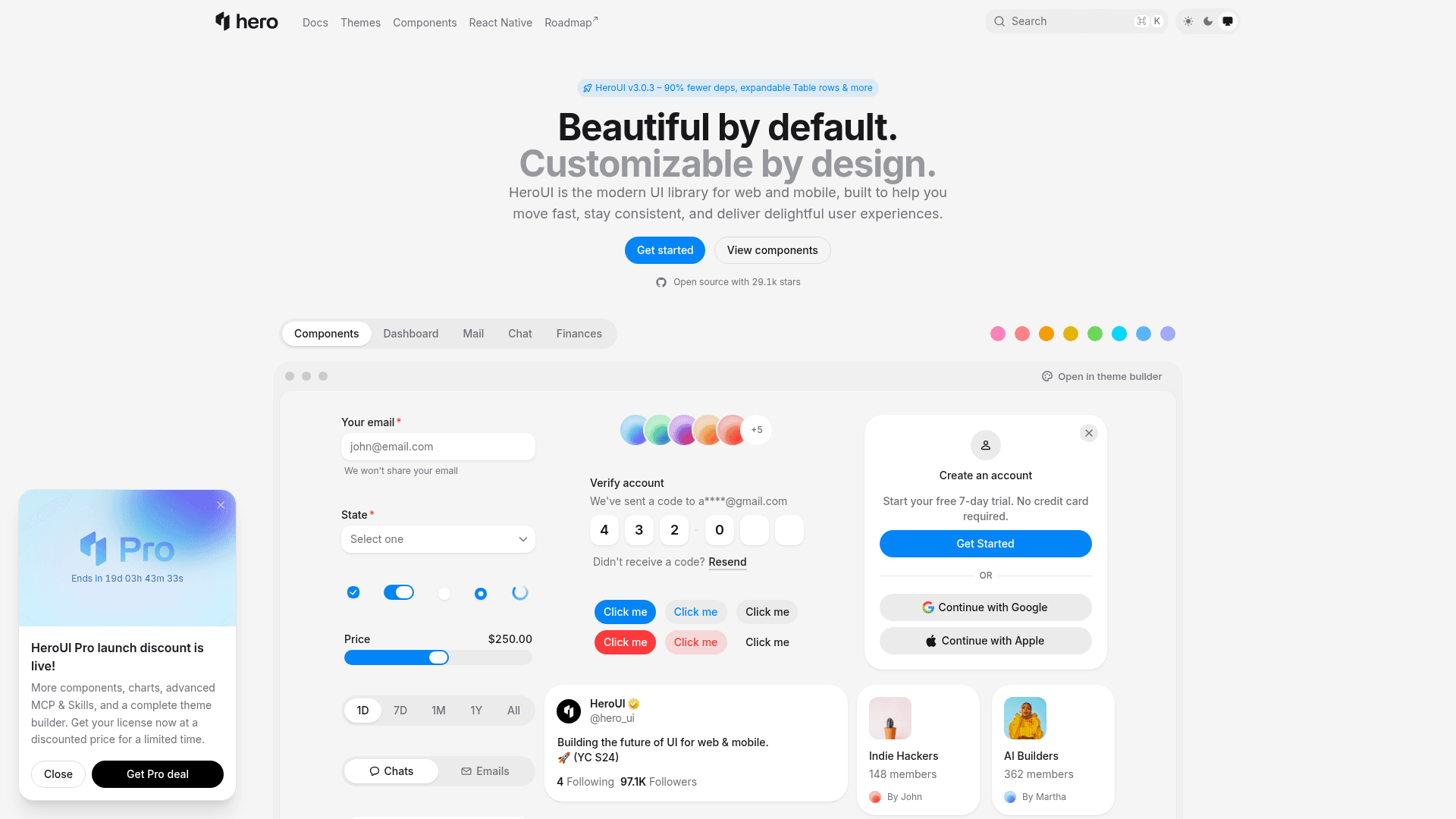 HeroUI landing page