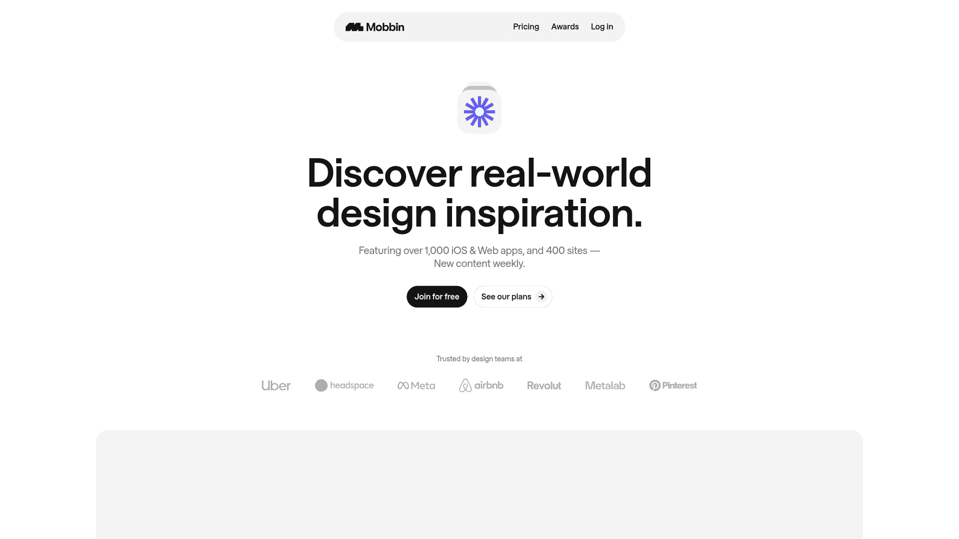 Mobbin landing page
