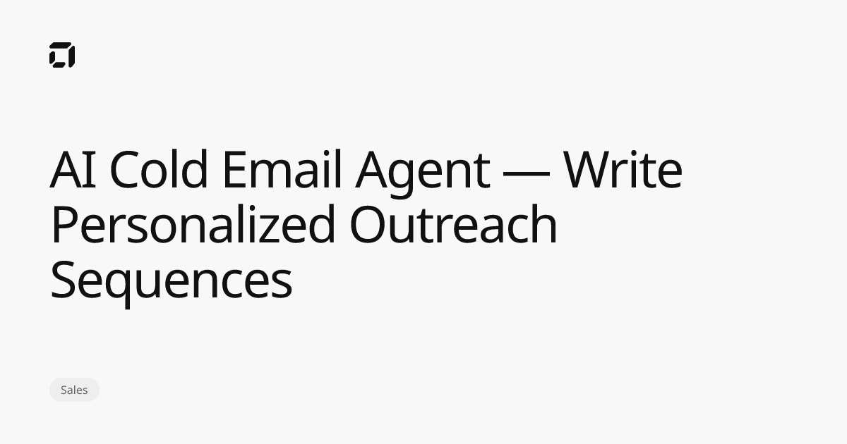 AI Cold Email Agent — Write Personalized Outreach Sequences | Hyper AI